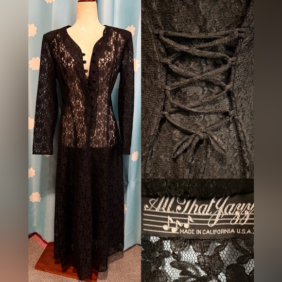 Vintage Dresses & Skirts - Vintage lace corset sheer maxi dress. S